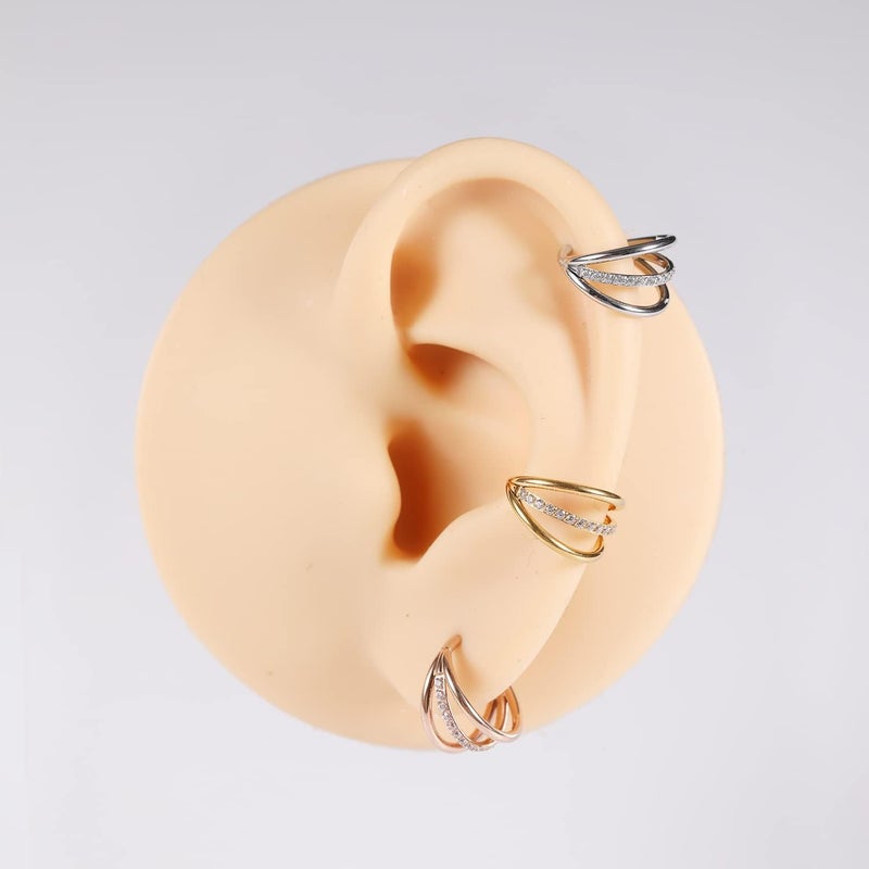 FUNLMO Store 316L Surgical Steel Nose Hoop Septum Conch Piercing Jewelry Cartilage Daith Helix Tragus Rook Lobe Earring Triple/Double Nose Lip Ring 20G 18G 16G - Image 3